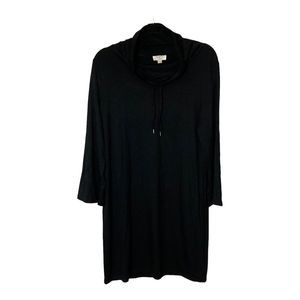 Ann Taylor Loft Outlet Lounge Cowl Neck Tunic/Dress Large Black 3/4 Sleeve NWT